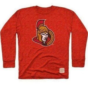 ORIGINAL Retro Brand NHL Ottawa Senators Mens Long Sleeve Tri-Blend Tee, Small